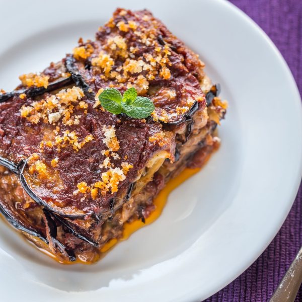 Dish of parmigiana di melanzane Dish of parmigiana di melanzane