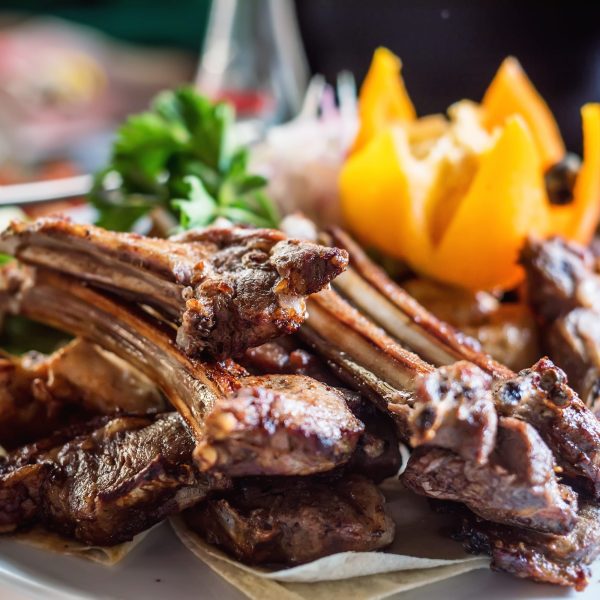 Roasted lamb chops Tasty roasted and smoked lamb ribs chops